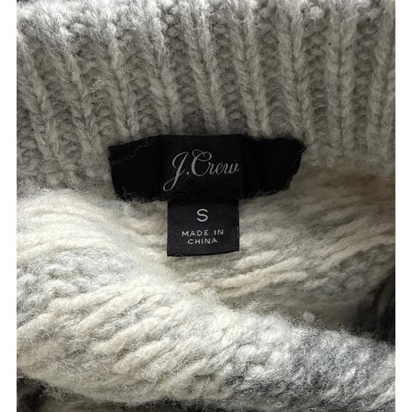 J Crew Size Small Nordic Fair Isle Sweater Merino Wool Blend Beige Black Winter - Picture 4 of 5